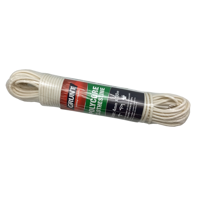 Grunt 4mm x 30m White PVC Poly Fibre Core Clothesline Wire
