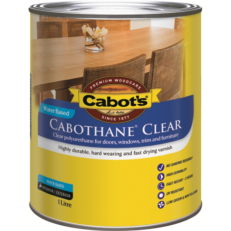 Cabot's 1L Satin Cabothane Water Based Polyurethane Varnish / Wood Finishes / Paint / Paint and