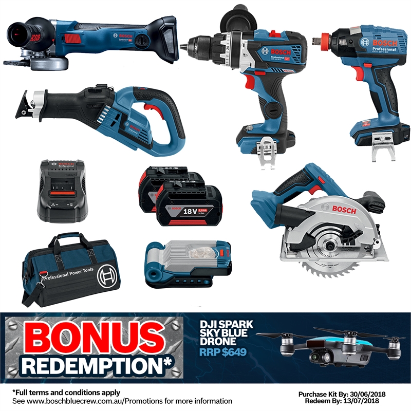 Bosch Professional 18V 6 Piece Cordless Combo Kit Bunnings Warehouse