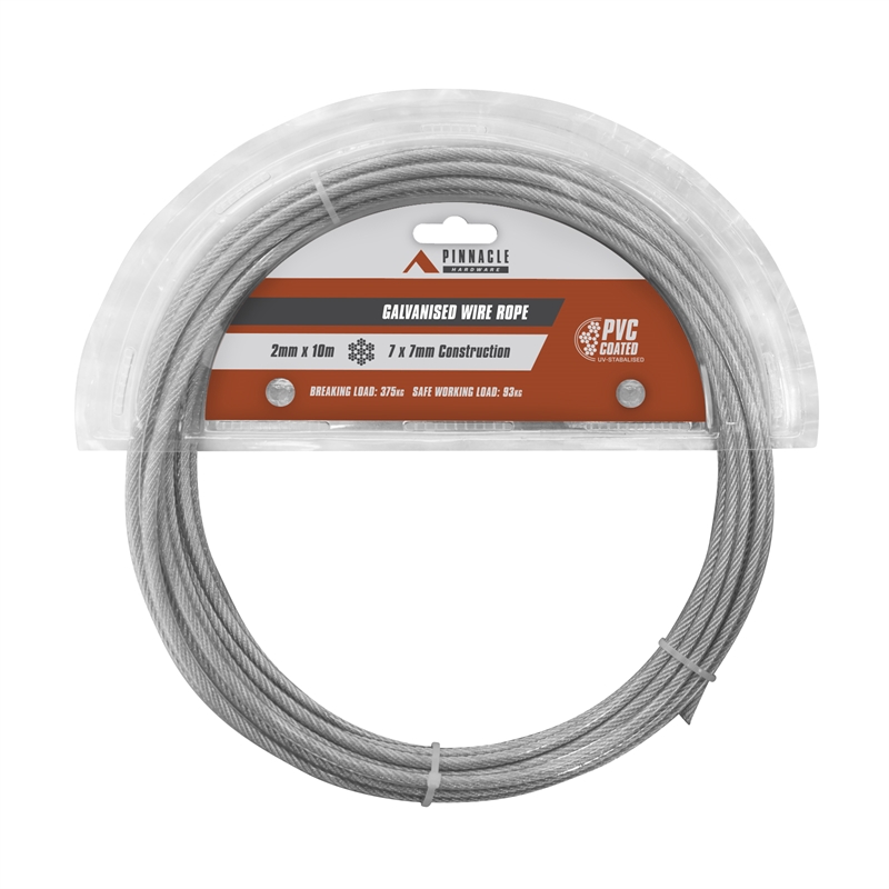Pinnacle 2mm x 10m Galvanised PVC Coated Wire Rope Bunnings Warehouse