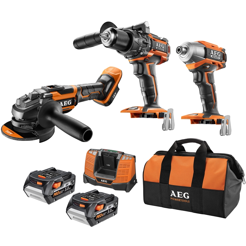 AEG 18V 5.0Ah 3 Piece Brushless Combo Kit | Bunnings Warehouse