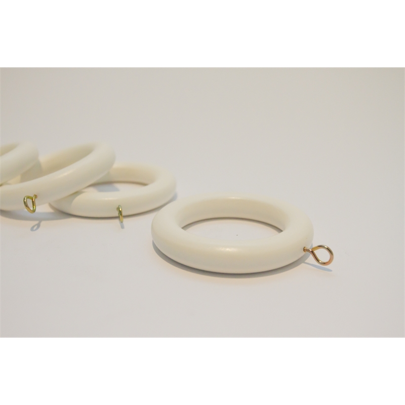 Smart Home Products 35mm White Wood Pole Curtain Rings - 5 Pack