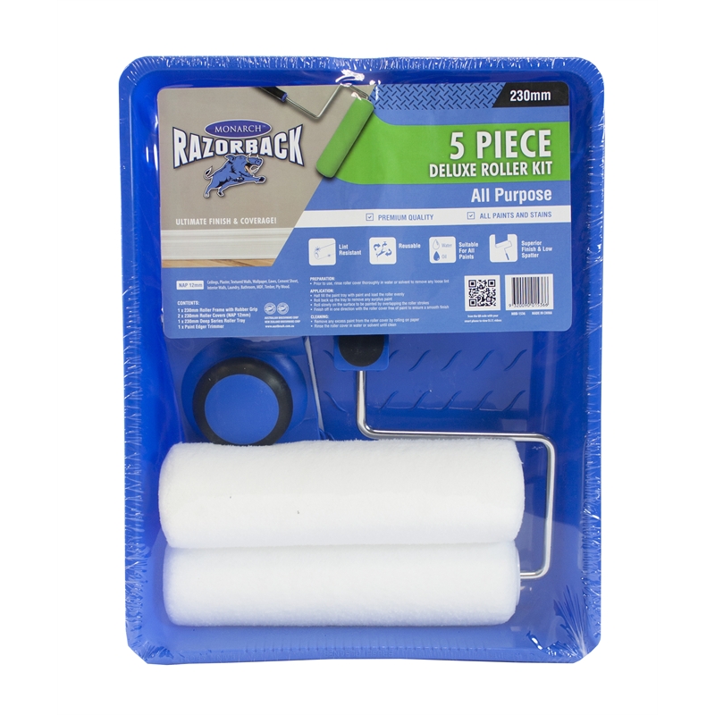 Monarch 230mm Razorback 5 Piece Deluxe Roller Kit Bunnings Warehouse
