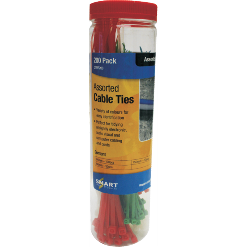 Smart Assorted Cable Tie Tube 200 Pack Bunnings Warehouse