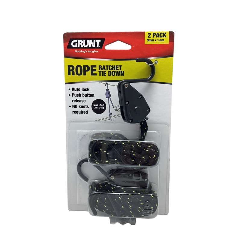 Grunt 3mm x 180cm Ratchet Tie Downs 2 Pack Bunnings Warehouse
