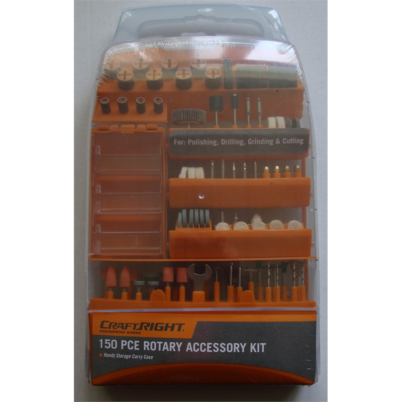 Craftright 150 Piece Rotary Tool Accessory Kit With Carry Case I/N