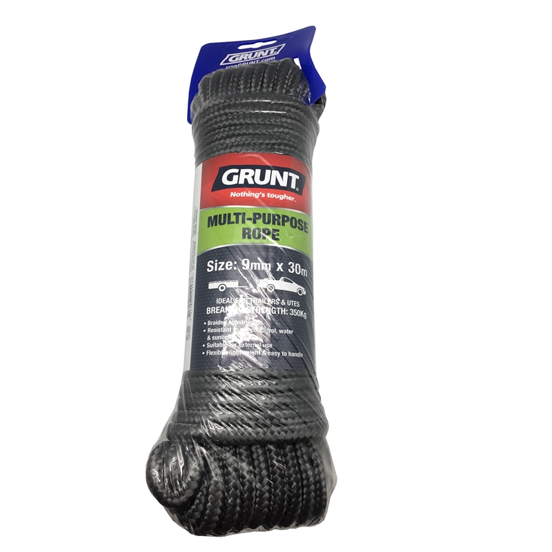 Grunt 9mm x 30m Charcoal Multi Purpose Rope | Bunnings Warehouse