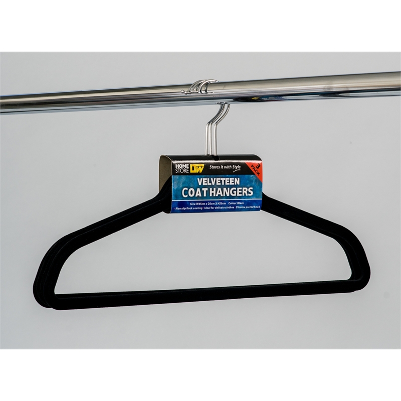 LTW Velvet Black Clothes Hanger 20 Pack I/N 4510368 Bunnings Warehouse