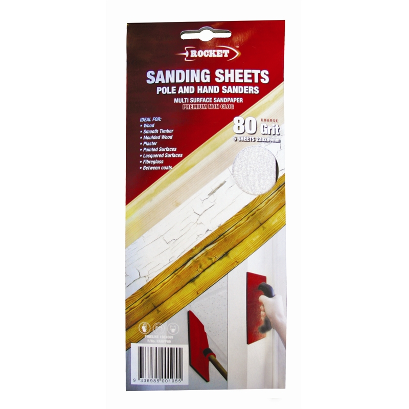 Rocket 120G Hand and Pole Sanding Sheet 5 Pack I/N 1661070 Bunnings