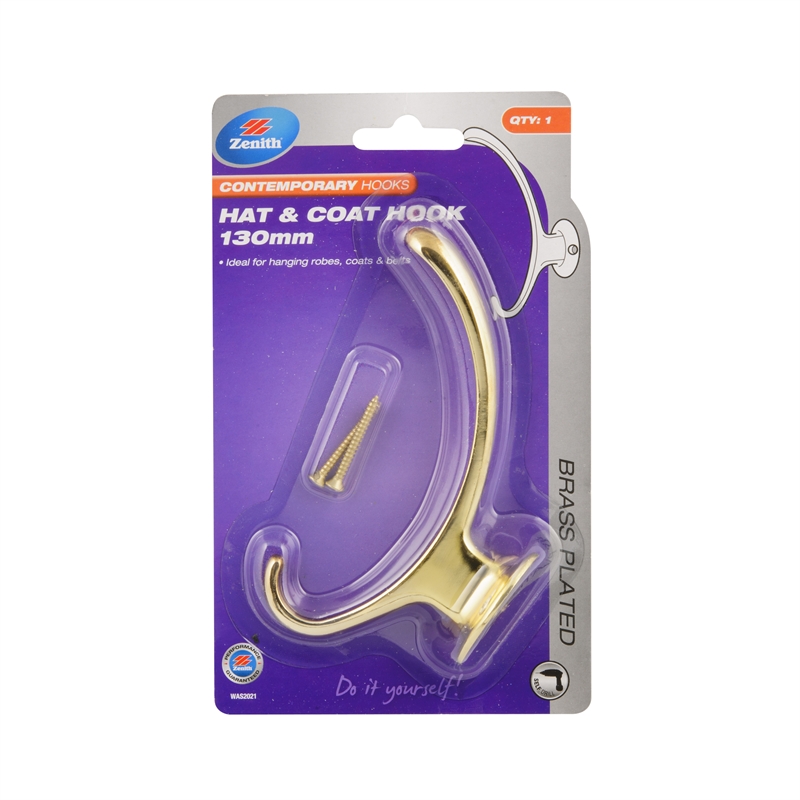 Zenith 130mm Brass Plated Hat And Coat Hook Bunnings Warehouse