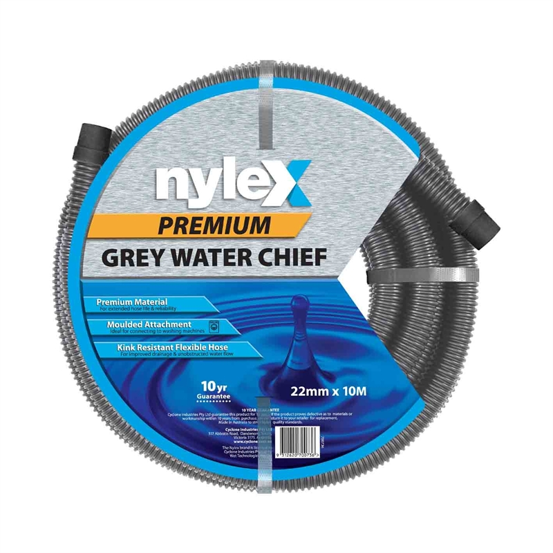 Nylex 22mm x 10m Premium Grey Water Chief Hose I/N 3430061 Bunnings