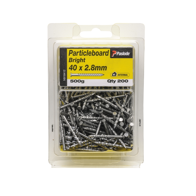Paslode 40 x 2.8mm 500g Bright Steel Particle Board Nails 200 Pack