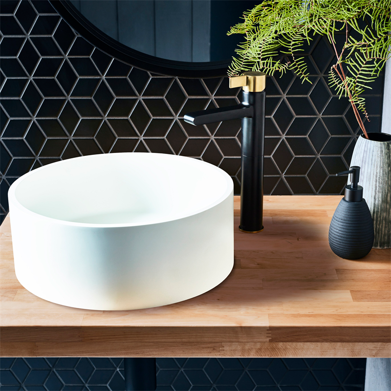 D'LUCCI 400 x 400 x 150mm Stone Round Countertop Basin Bunnings Warehouse