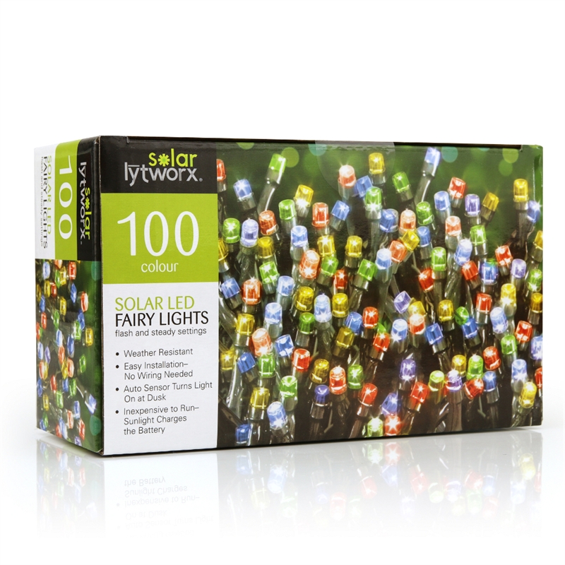 Lytworx Multicolour LED 2 Function Solar Fairy Light 100 Pack