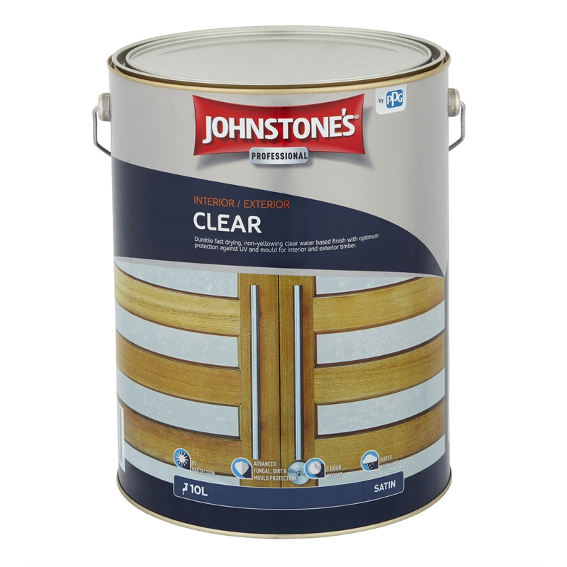 Johnstone's 10L Satin Water Based Clear Interior / Exterior Varnish