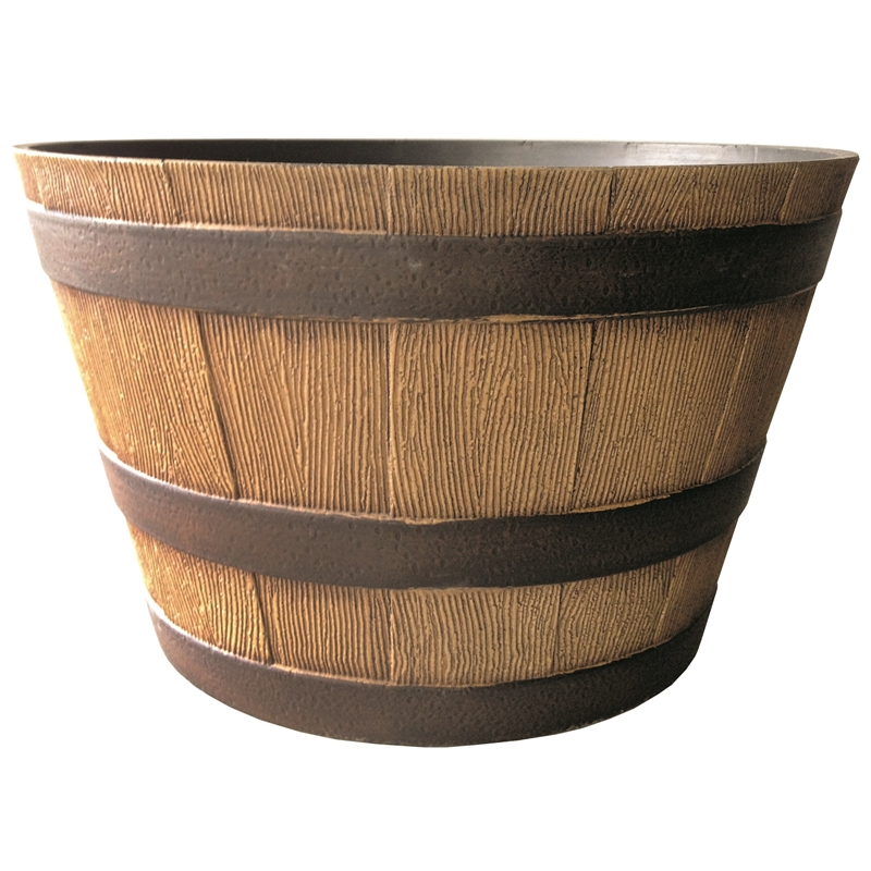 Northcote Pottery 39cm Natural Oak Whiskey Barrel Planter