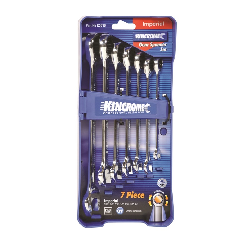 Kincrome 7 Piece Imperial Geared Spanner Set Bunnings Warehouse
