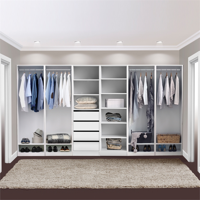 Flexi Storage White 4 Drawer 3 Shelf Walk In Wardrobe Unit