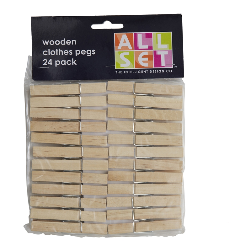 Pegs Clothes Wooden Pk24 Natural I/N 4510294 Bunnings Warehouse