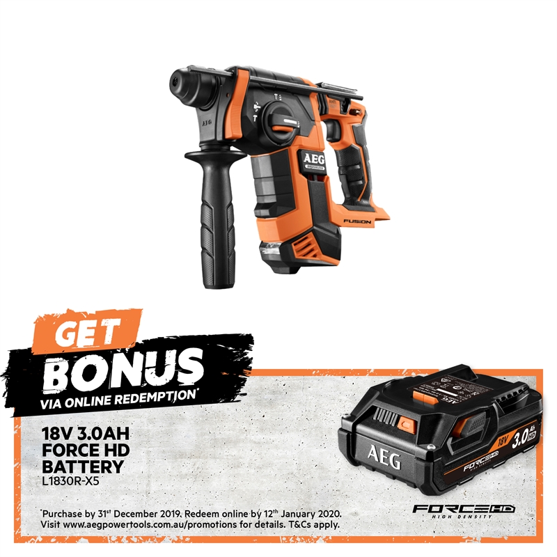 AEG 18V Fusion SDS+ Rotary Hammer Drill Skin Only Bunnings Warehouse
