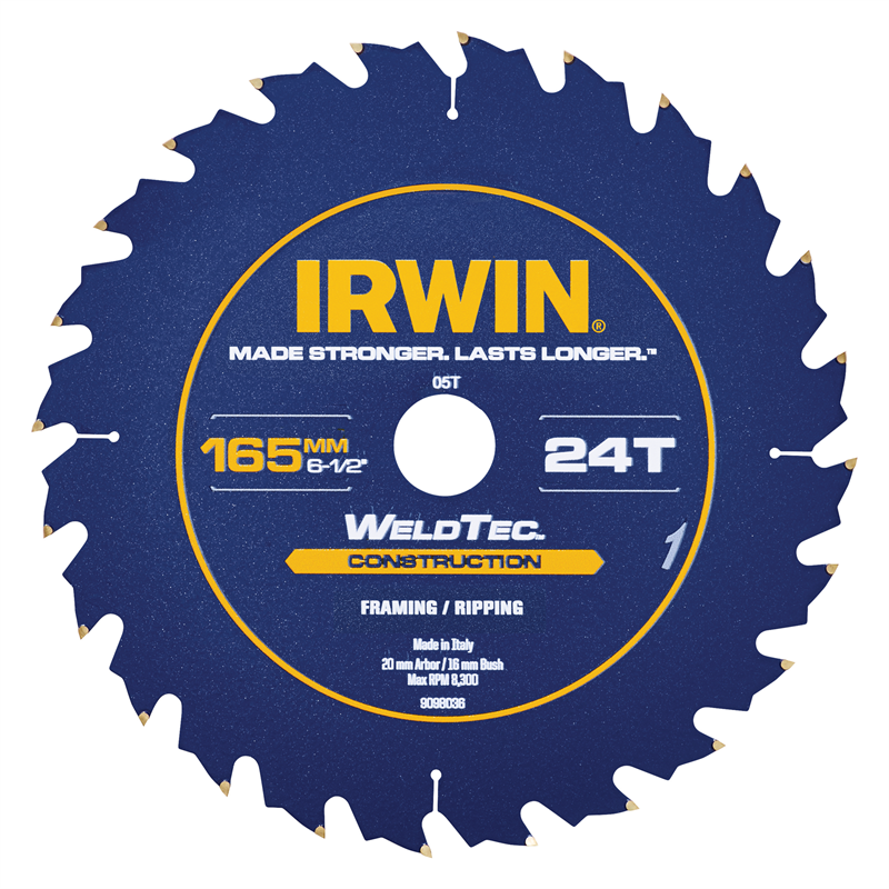 Irwin WeldTec 165mm 24T Construction Circular Saw Blade Bunnings