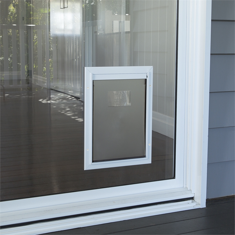 Hakuna Pets White Small Deluxe Aluminium Pet Door Bunnings Warehouse