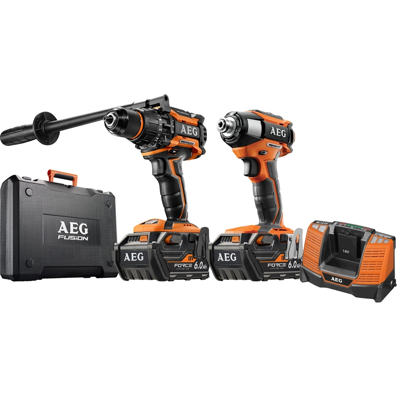AEG 18V 6.0Ah 2 Piece Brushless Heavy Duty Combo Kit with FUSION and FORCE