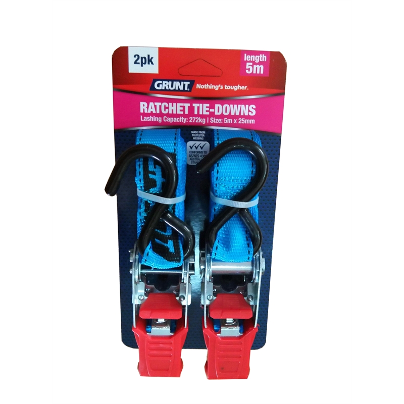 Grunt 25mm x 5m Ratchet Tie Down Straps 2 Pack Bunnings Warehouse