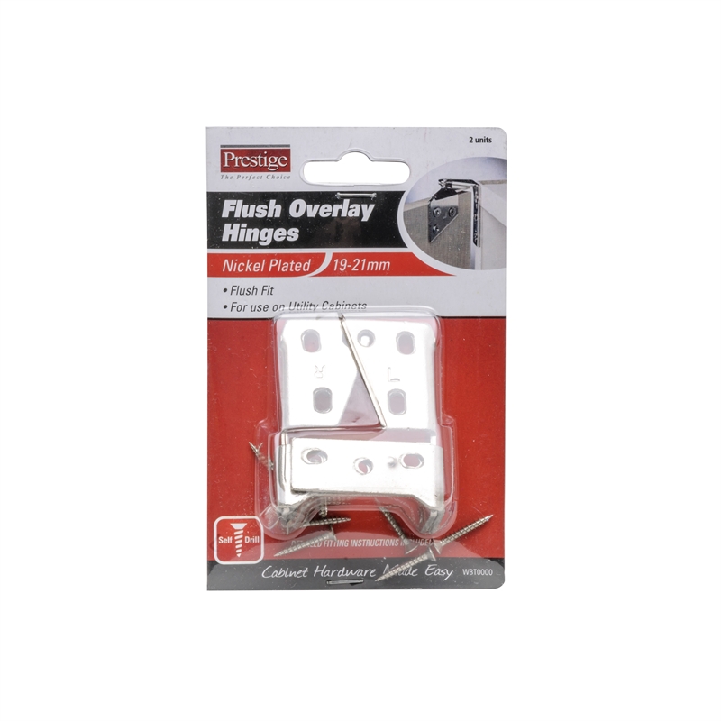 Prestige 19 21mm Nickel Plated Flush Overlay Hinge Bunnings Warehouse