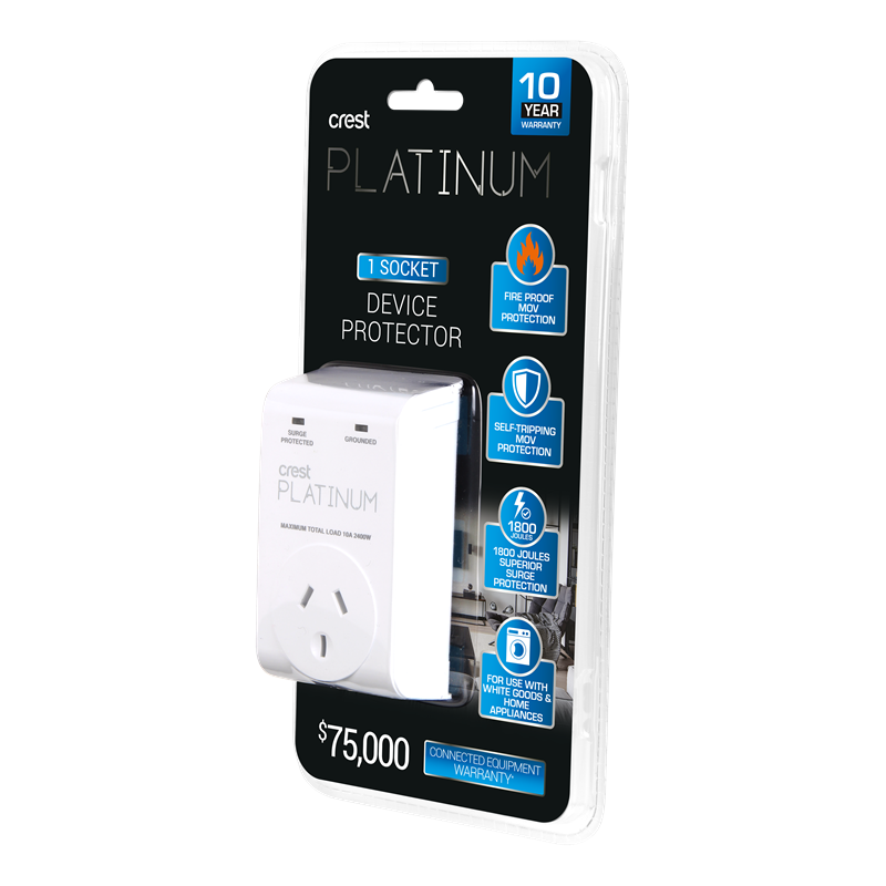 Crest Single Socket Device Protector Bunnings Warehouse