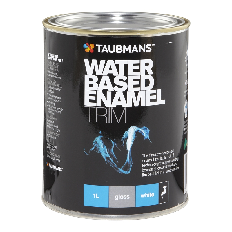 Taubmans Water Based Enamel Trim 1L Gloss White Enamel Paint I/N