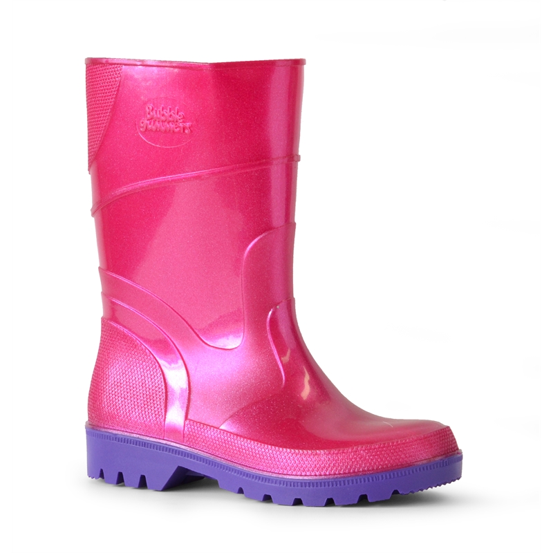 Kids Size 1 Pink Purple Bubblegummer Pvc Gumboot 