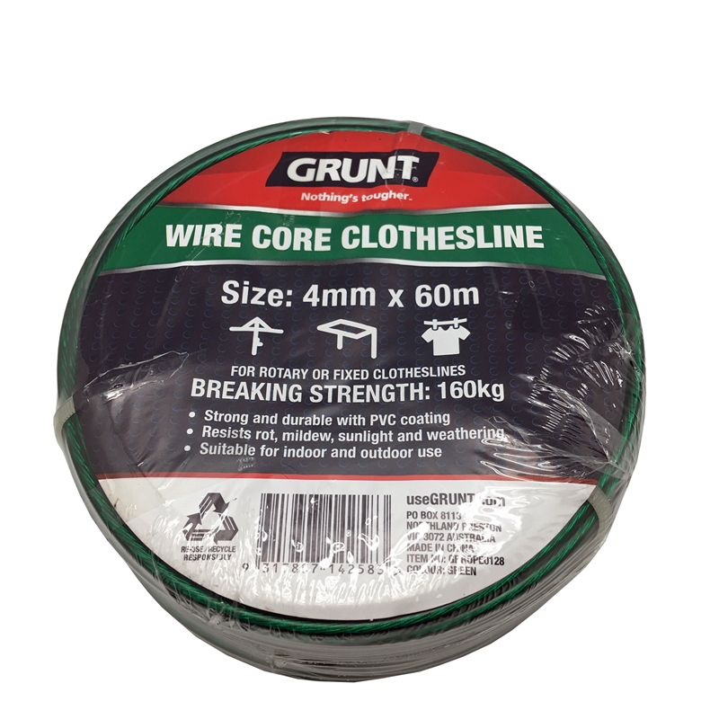 Grunt 4mm x 60m Green PVC Clothesline Wire Bunnings Warehouse