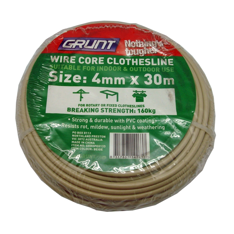 Grunt 4mm x 30m Beige Wire Core Clothesline Bunnings Warehouse