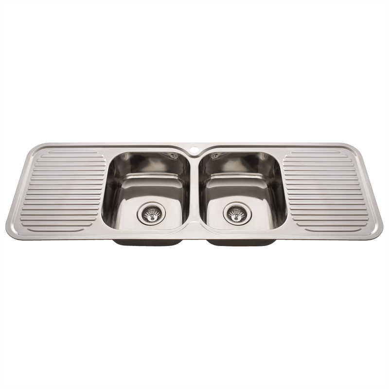 Everhard 1380mm Nugleam Double Bowl Kitchen Sink With Double Drainer