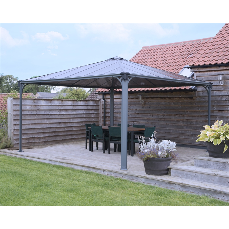 Suntuf 3.6 x 3.6 x 2.95m Grey Palermo Gazebo Kit Bunnings Warehouse