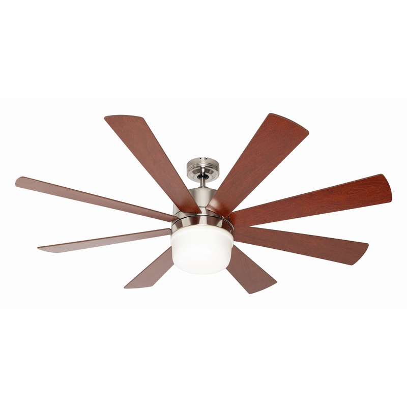 Mercator Octagon 142cm 8 Blade Brushed Chrome Ceiling Fan With Light I
