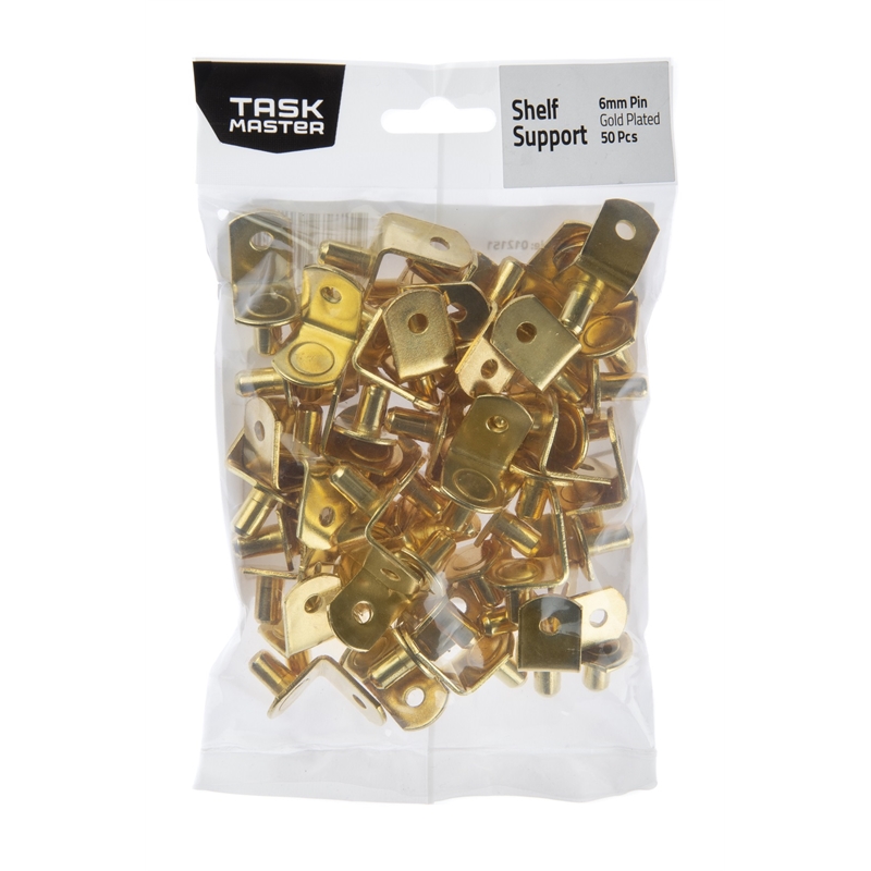 Taskmaster 6mm Pin Gold Plated Shelf Supports 50 Pack Bunnings