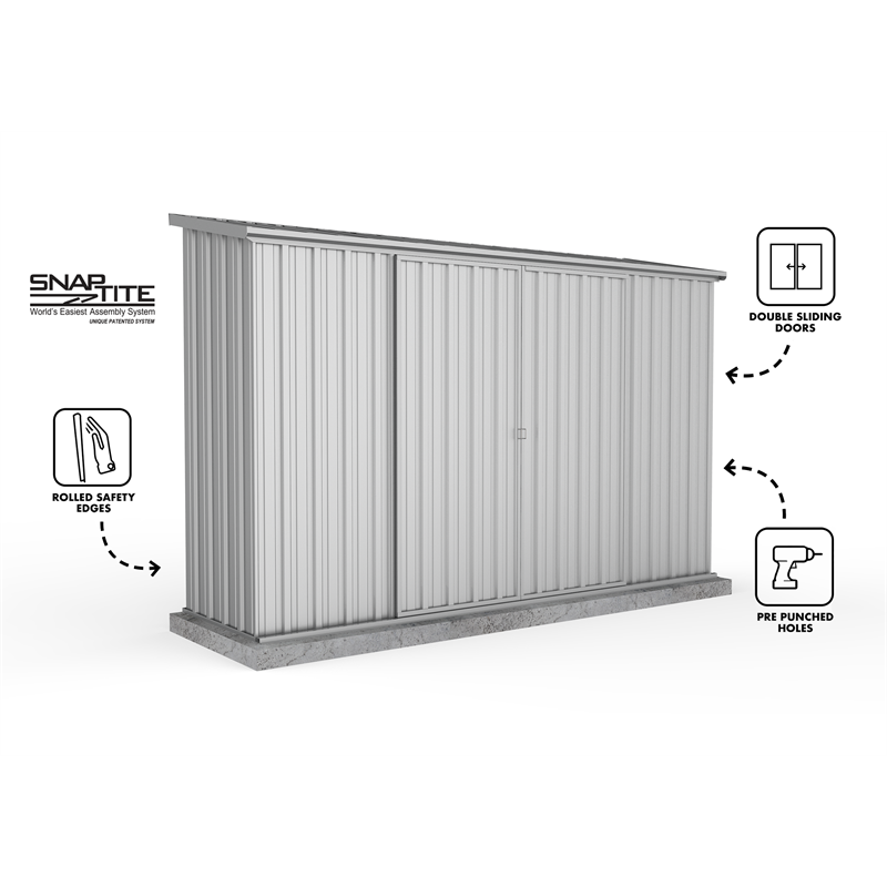 absco sheds 3 x 0.78 x 1.95m ezislider double door shed