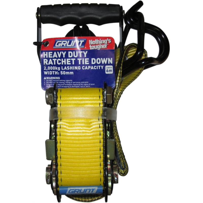 Grunt 50mm x 6m Heavy Duty Ratchet Tie Down Bunnings Warehouse