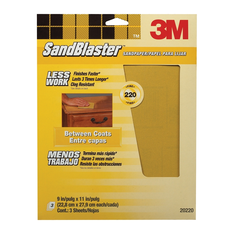 3M Sandblaster™ 22.8 x 27.9cm x 3m 220 Grit Abrasive Sandpaper 3 Pack
