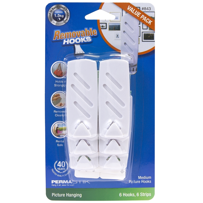 Permastik Medium Picture Hooks 6 Pack Bunnings Warehouse