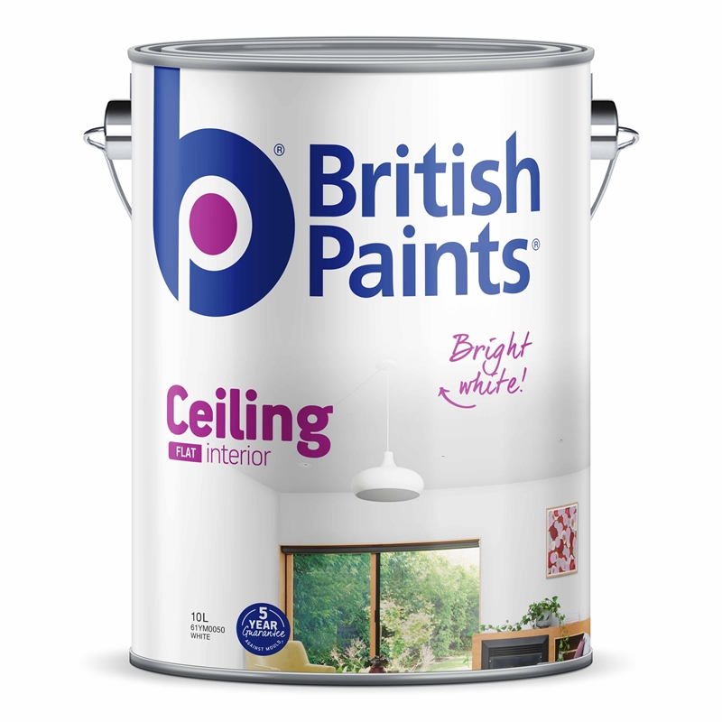 British Paints 10L Flat White Ceiling Paint | Bunnings Warehouse