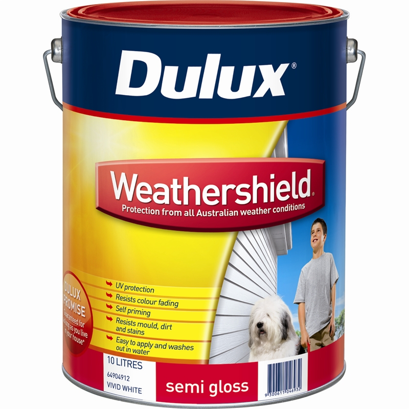  Dulux Weathershield 10L Extra Bright Semi Gloss Exterior Paint