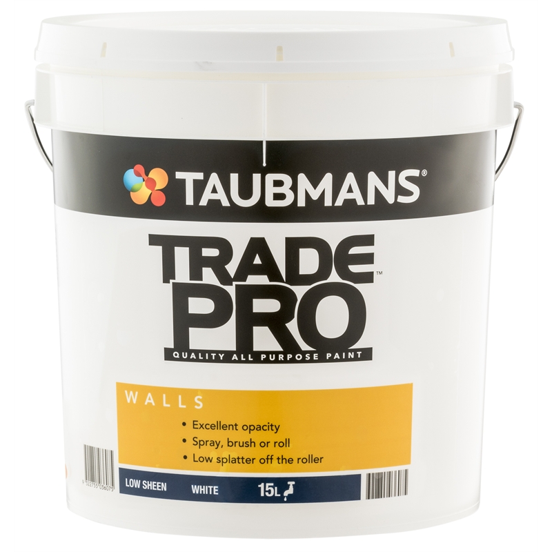 Taubmans Trade Pro 15L White Low Sheen Interior Wall Paint