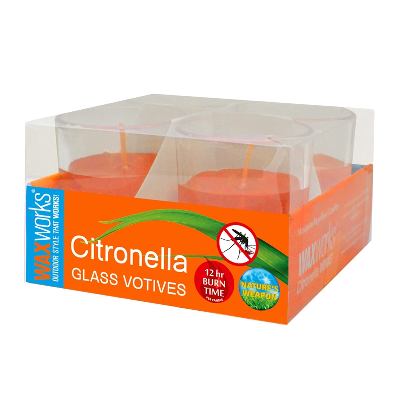 Waxworks Glass Votive Citronella Candles 4 Pack I/N 3340209