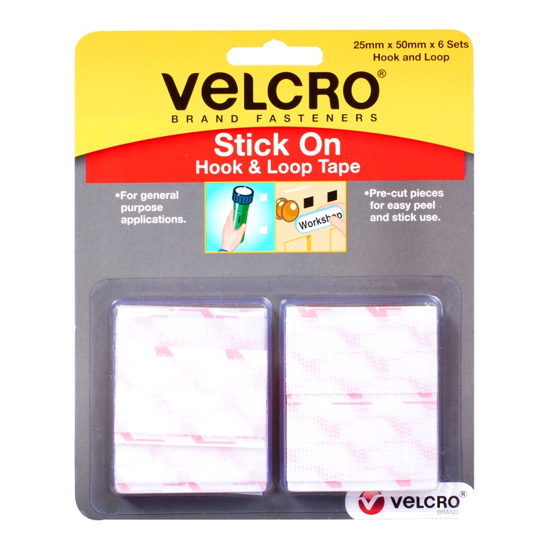 Stick On Hook&loop Velcro 25mm X 6 Sets White Vl25559 I/N 3960005