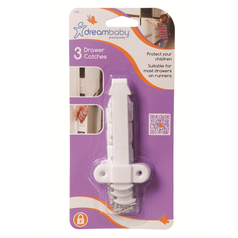 Dreambaby Child Safety Drawer Catch 3 Pack Bunnings Warehouse