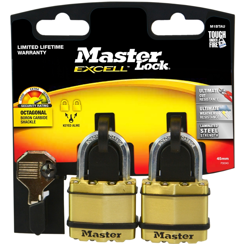 Master Lock 45mm Excell Padlock 2 Pack Bunnings Warehouse