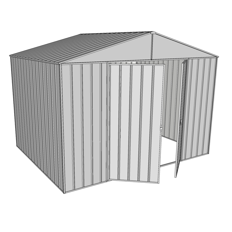 Build-a-Shed 3.0 x 2.3m Zinc Double Hinge Door Garden Shed